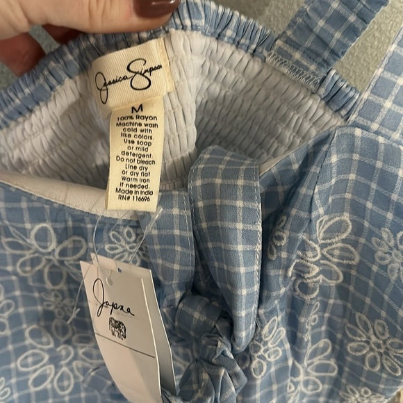 Blue checkered and daisy jumpsuit - Picture 2 of 9